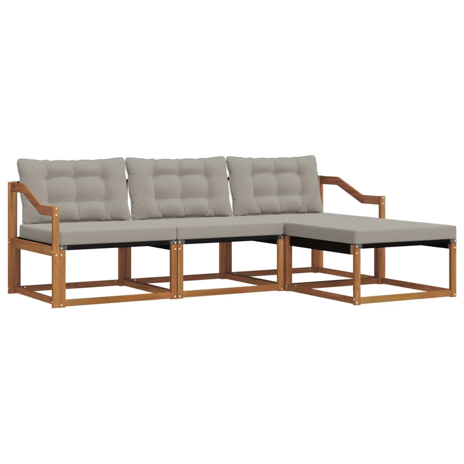 vidaXL Outdoor-Sofagarnitur mit Kissen 4-Tlg Natur und Hellgrau 3369346