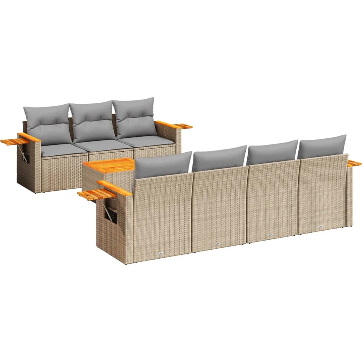 vidaXL 8-Tlg Garten-Sofagarnitur mit Kissen Beige Poly Rattan 3226647 günstig online kaufen