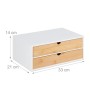 Relaxdays Schubladenbox Bambus MDF Weiß Natur 2 Fächer 14 cm x 33 cm x 21 cm 2,2 kg_4
