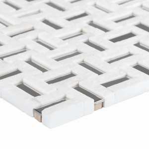 Mosaikfliese Marmor & Aluminium Greek White, 30x30 cm, für Innenräume.