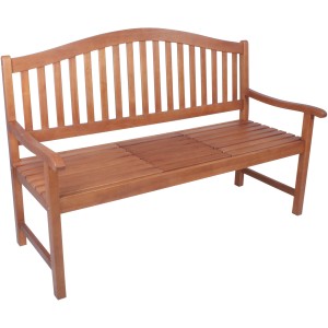 Holz Gartenbank Phuket 3-Sitzer mit hochklappbarem Tisch aus Eukalyptusholz.