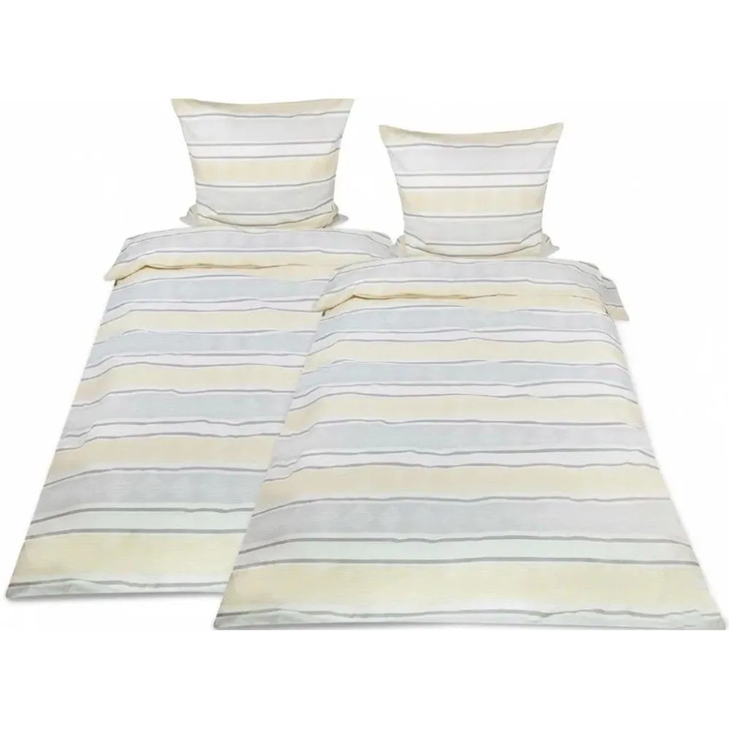 Beautissu Viola Bettwäsche 135x200cm + Kissenbezug 80x80cm Beige Biber 4tlg