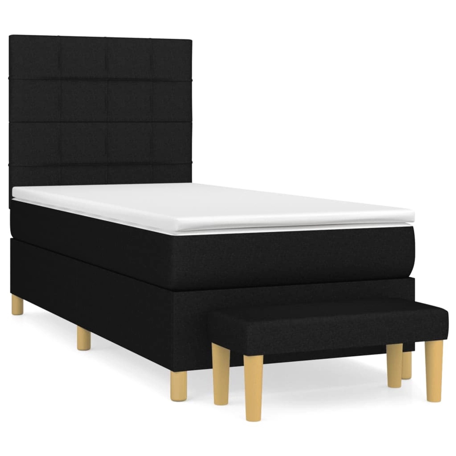 vidaXL Boxspringbett mit Matratze Schwarz 90x200 cm Stoff1368532 günstig online kaufen