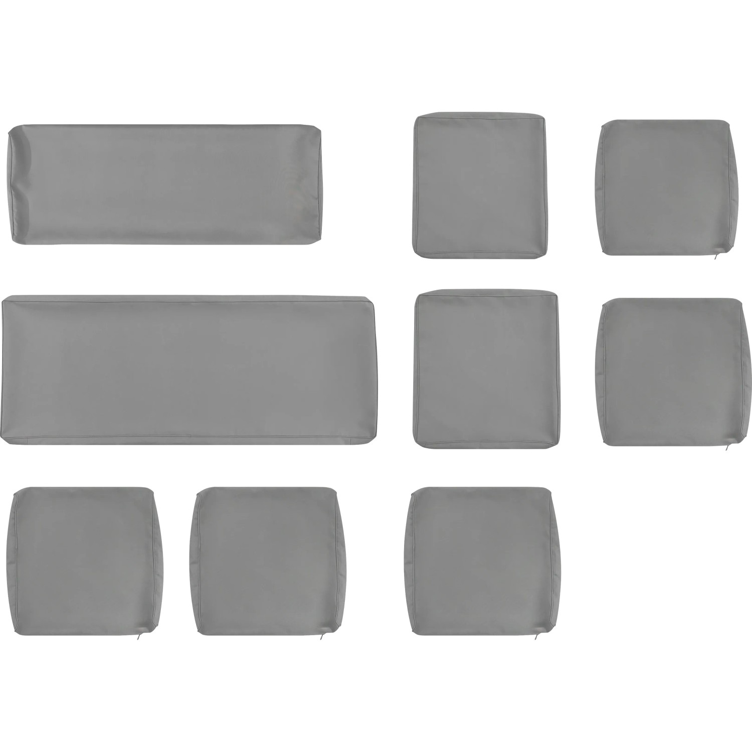 Graues Kissenbezug-Set (4-teilig) für OBI Loungegruppe Moonbeam. Ersatzbezüge für Bank, Stuhl und Hocker.