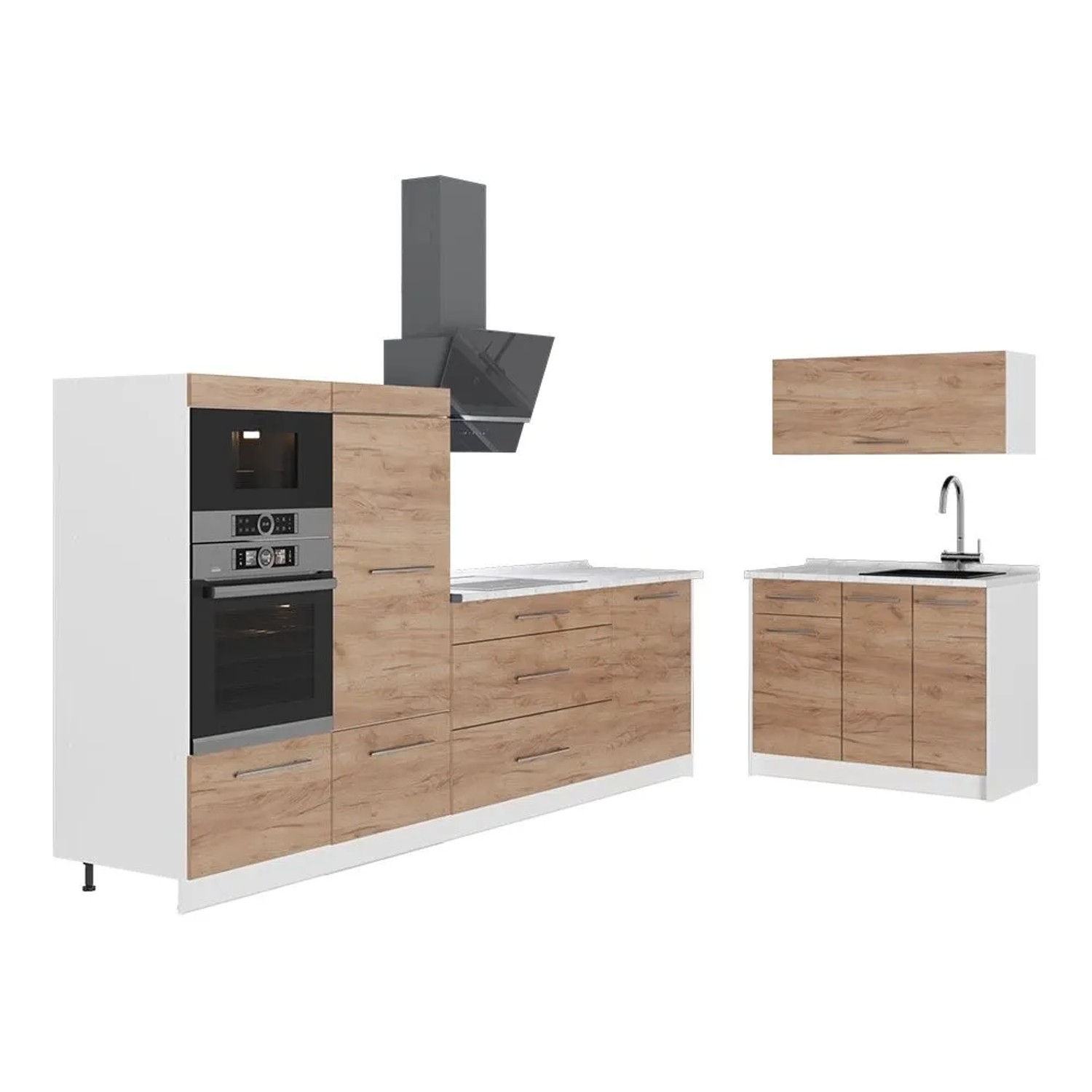 Vicco Küchenzeile Fame-Line Goldkraft Eiche 380 x 154 ohne Arbeitsplatte Art Nr 62945