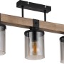 Globo Deckenleuchte, 3-flammig, schwarz matt, Rauchglas, Holz, modernes Design.
