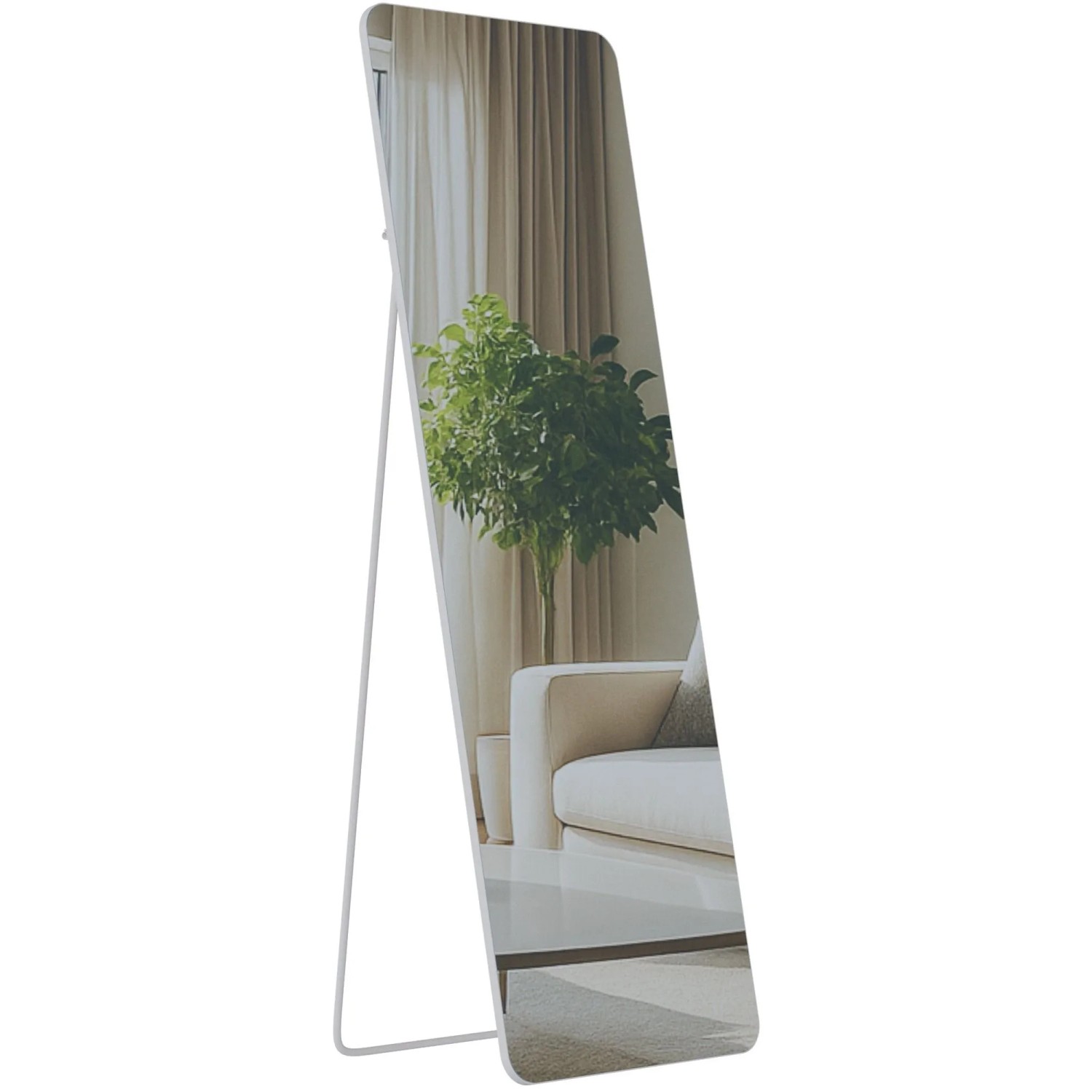 DELUKE Standspiegel MURCIA Glas Weiß Matt 50x3x150cm Ganzkörperspiegel Freistehender Spiegel Groß Schlafzimmer