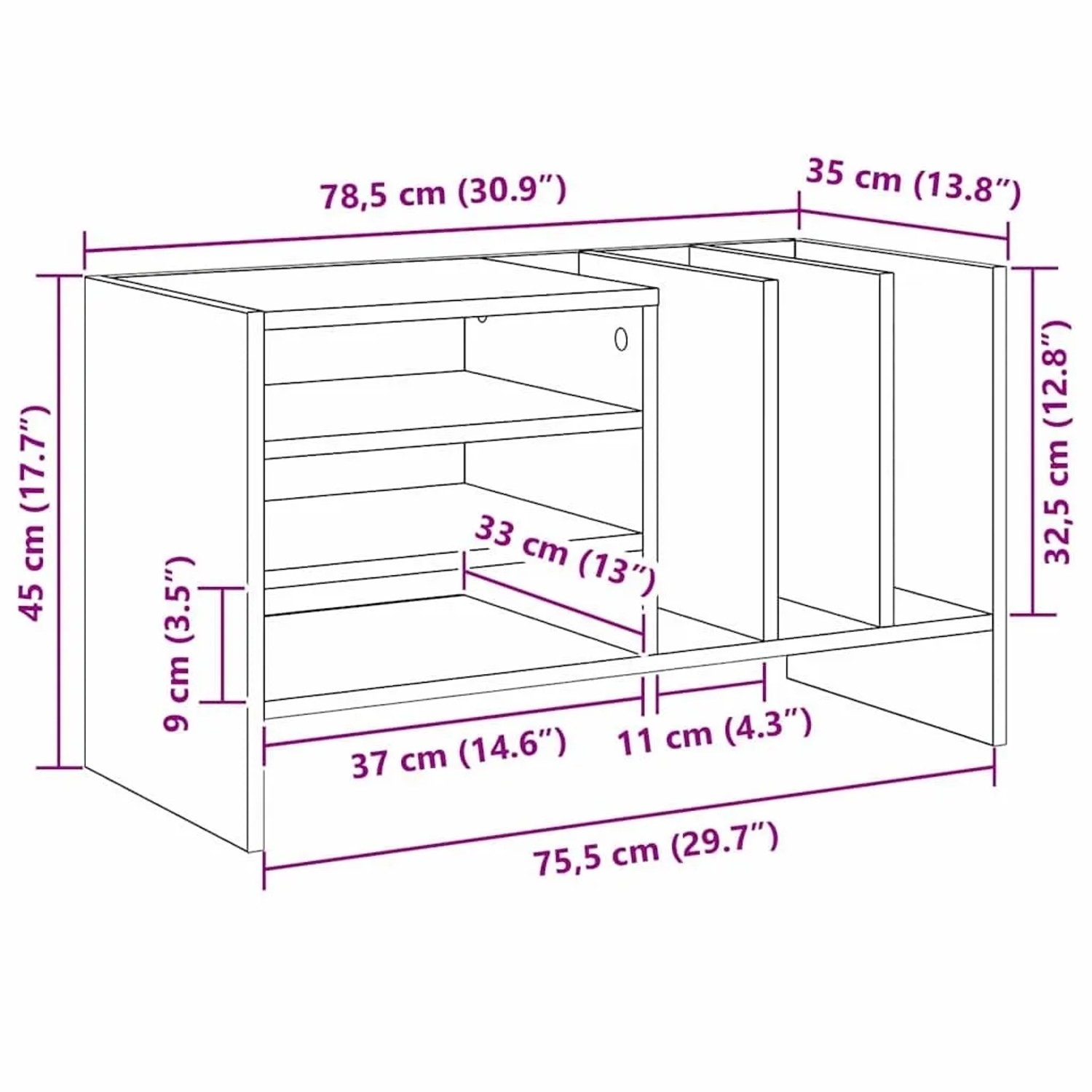 vidaXL Schallplattenschrank, Beton Grau, Holzwerkstoff, mit Maßen. Wohnzimmerschrank für Schallplatten.