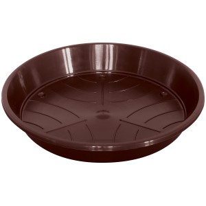 Brauner Geli Untersetzer Standard, ca. Ø 14 cm, aus Kunststoff für Pflanzen.