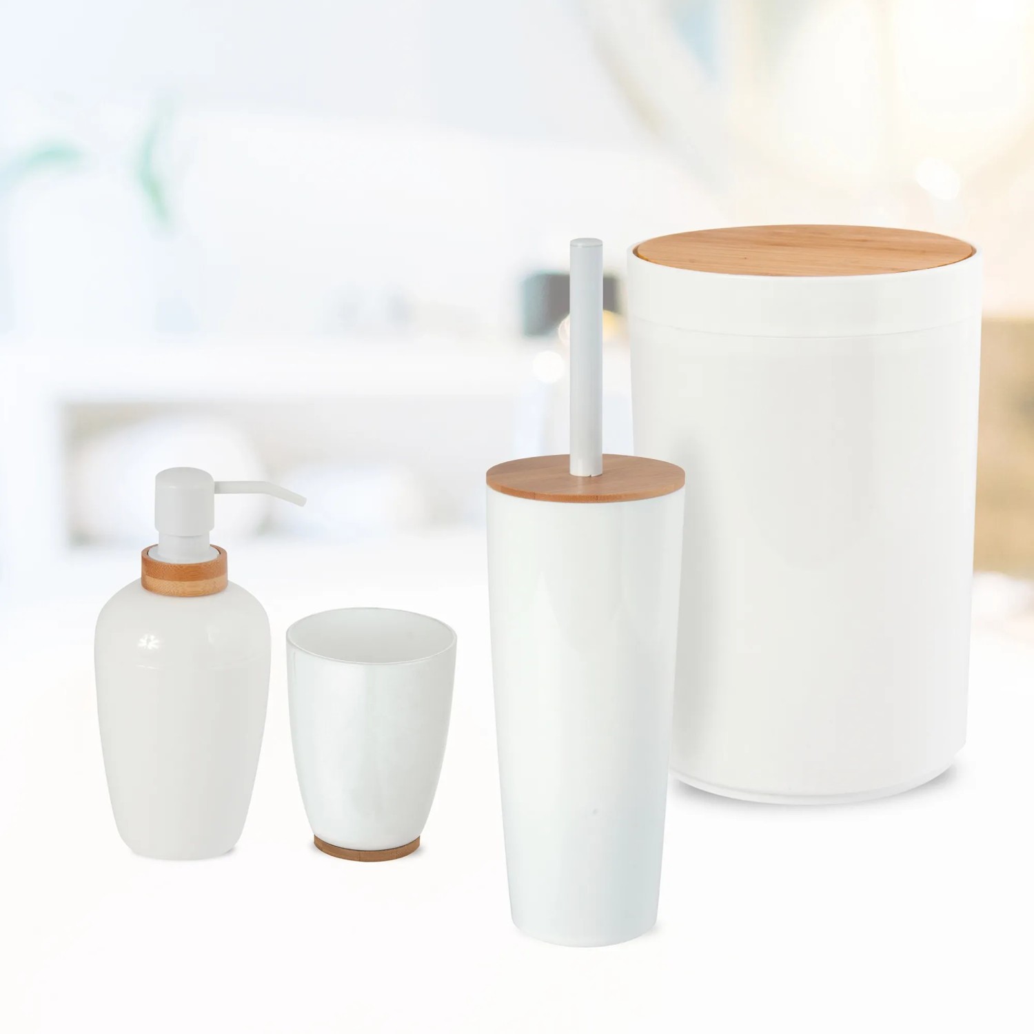 MSV Mlleimer Bad Oslo 5 l Bambus Wei kaufen bei OBI