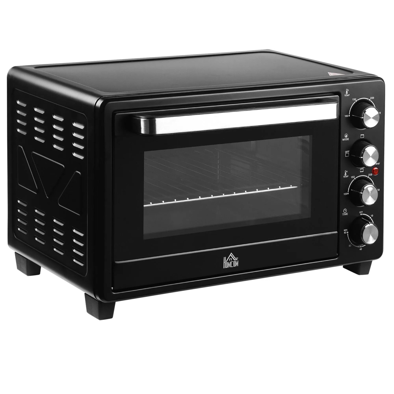 HOMCOM Mini Backofen 32L mit Grillrost Backblech 3 Kochmodi Edelstahl Schwarz