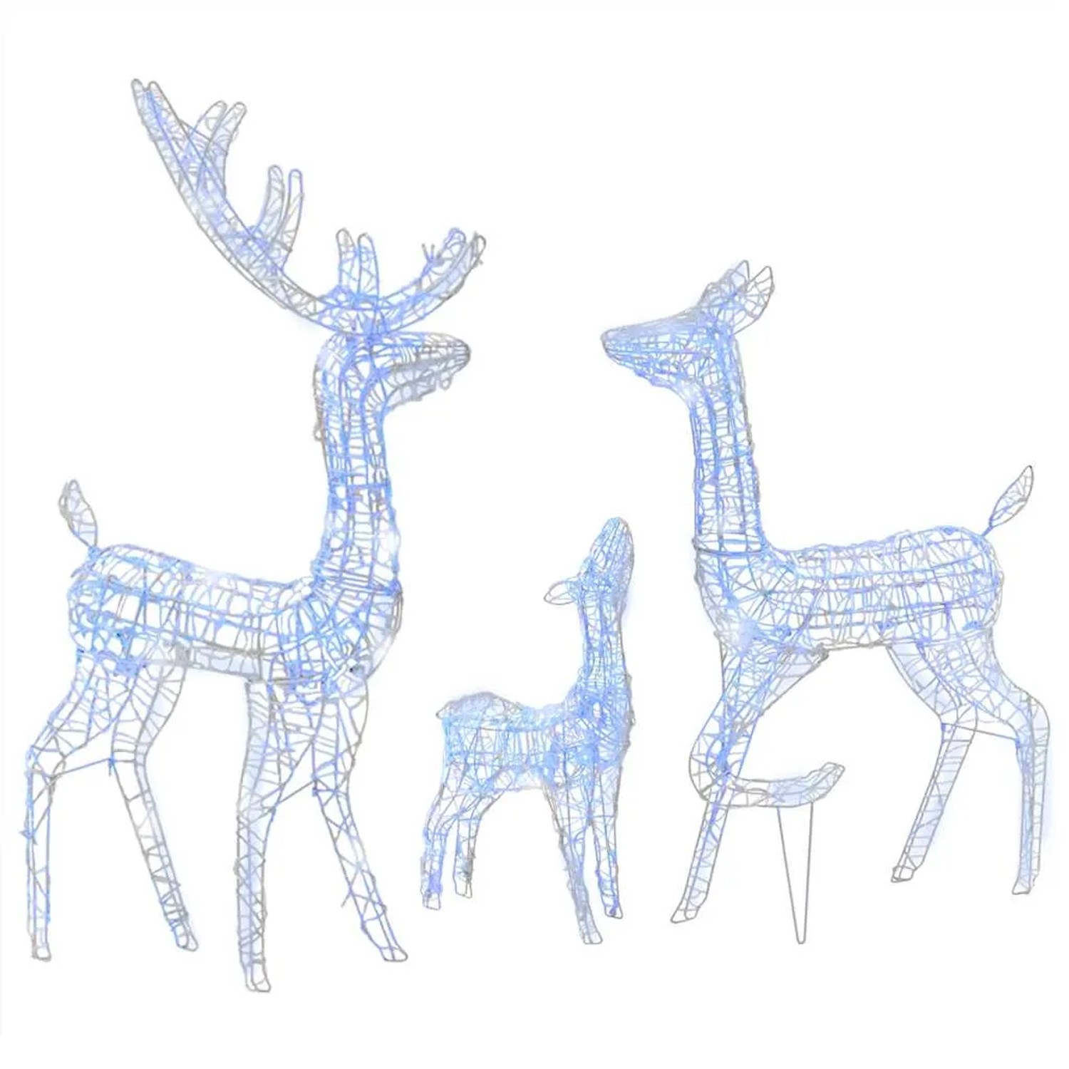 vidaXL LED-Rentier-Familie Weihnachtsdeko Acryl 300 LED Blau 329795