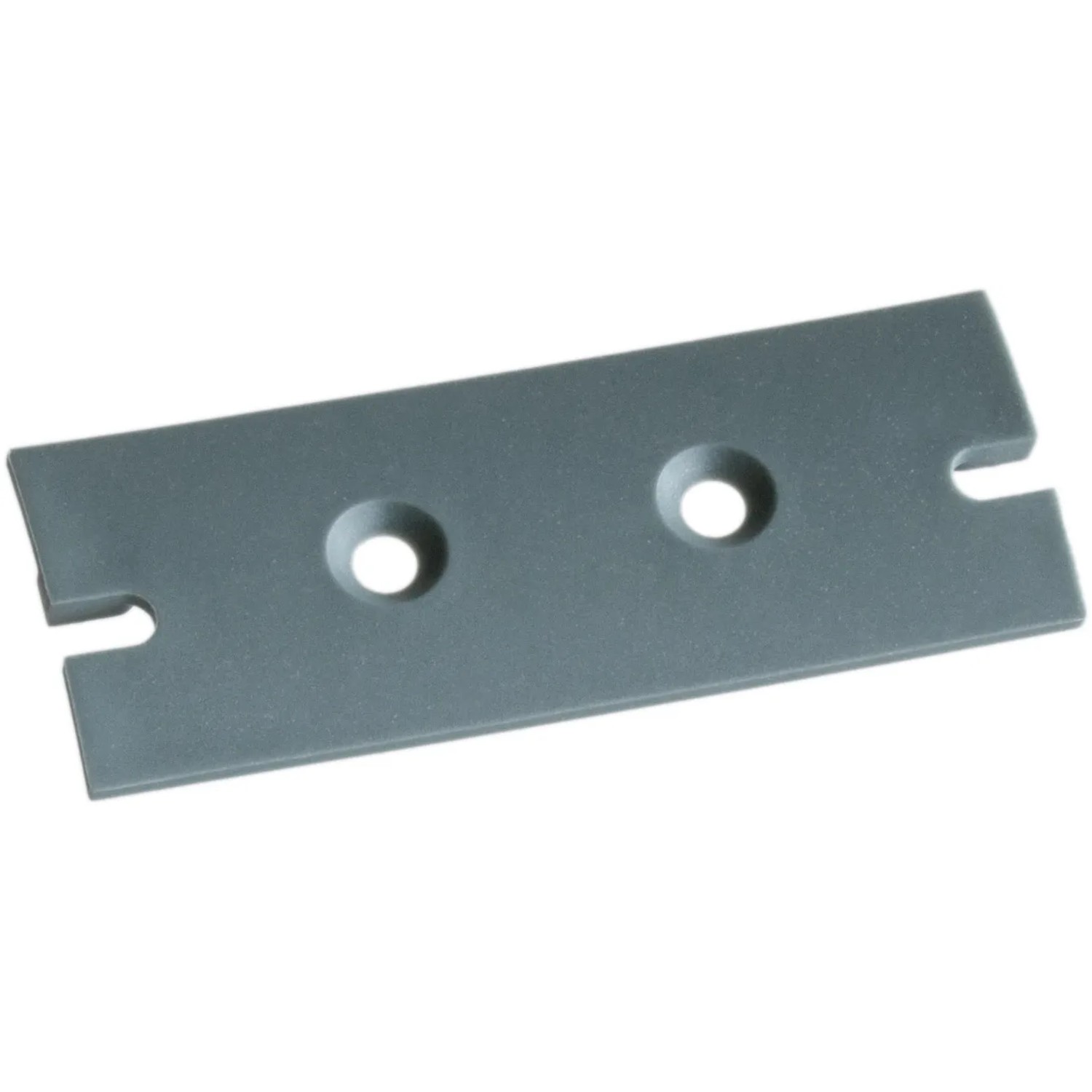 Graues Wigasil Brüstungs-Set Montagesystem Detail mit zwei Löchern und Einkerbungen.