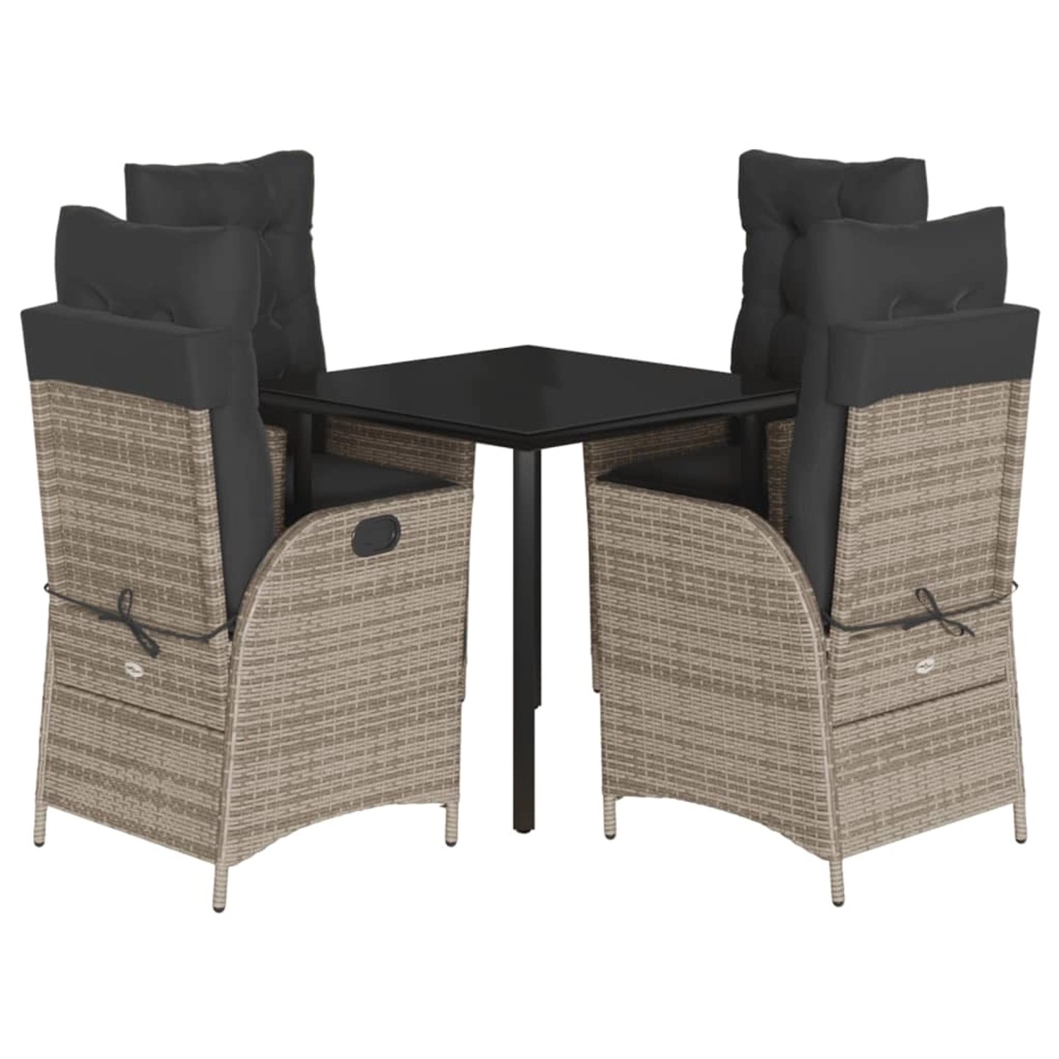 vidaXL 5-Tlg Garten-Essgruppe mit Kissen Grau Poly Rattan 3213226 günstig online kaufen