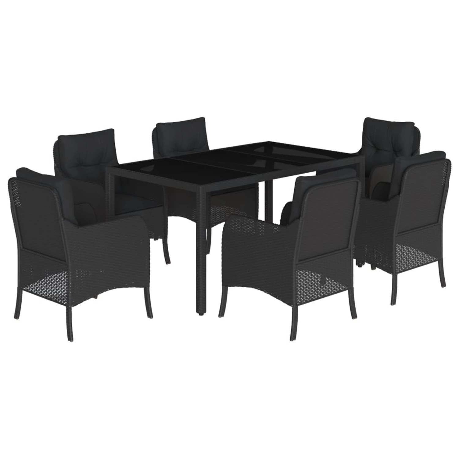vidaXL 7-Tlg Garten-Essgruppe mit Kissen Schwarz Poly Rattan 3211851 günstig online kaufen