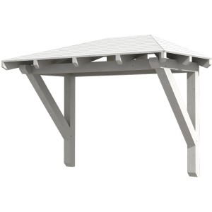 Weißes Skan Holz Haustürvordach Wismar 1 aus Holz, 258x126 cm. Massive Bauweise mit Dachschalung.