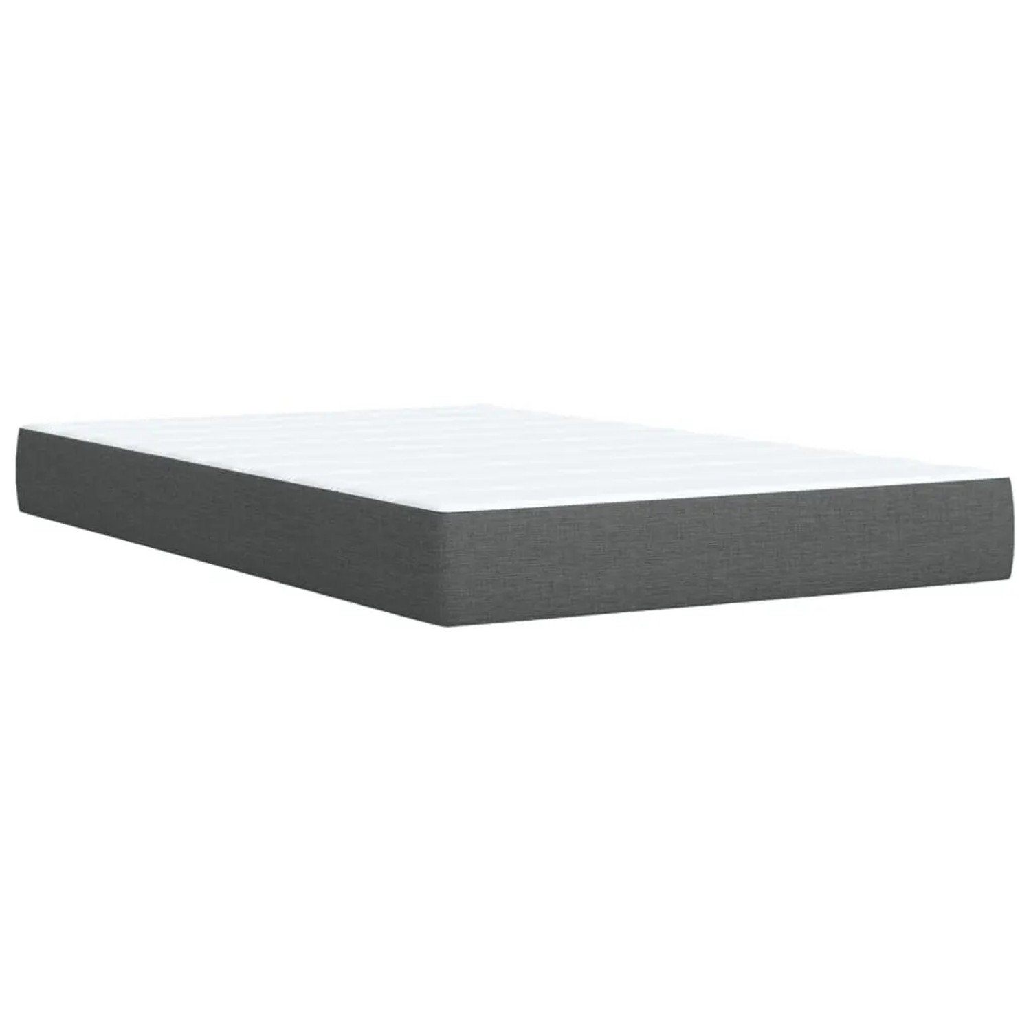 Boxspringbett mit Matratze, dunkelgrau, 80x200 cm. Stoffbezug, weiße Liegefläche.