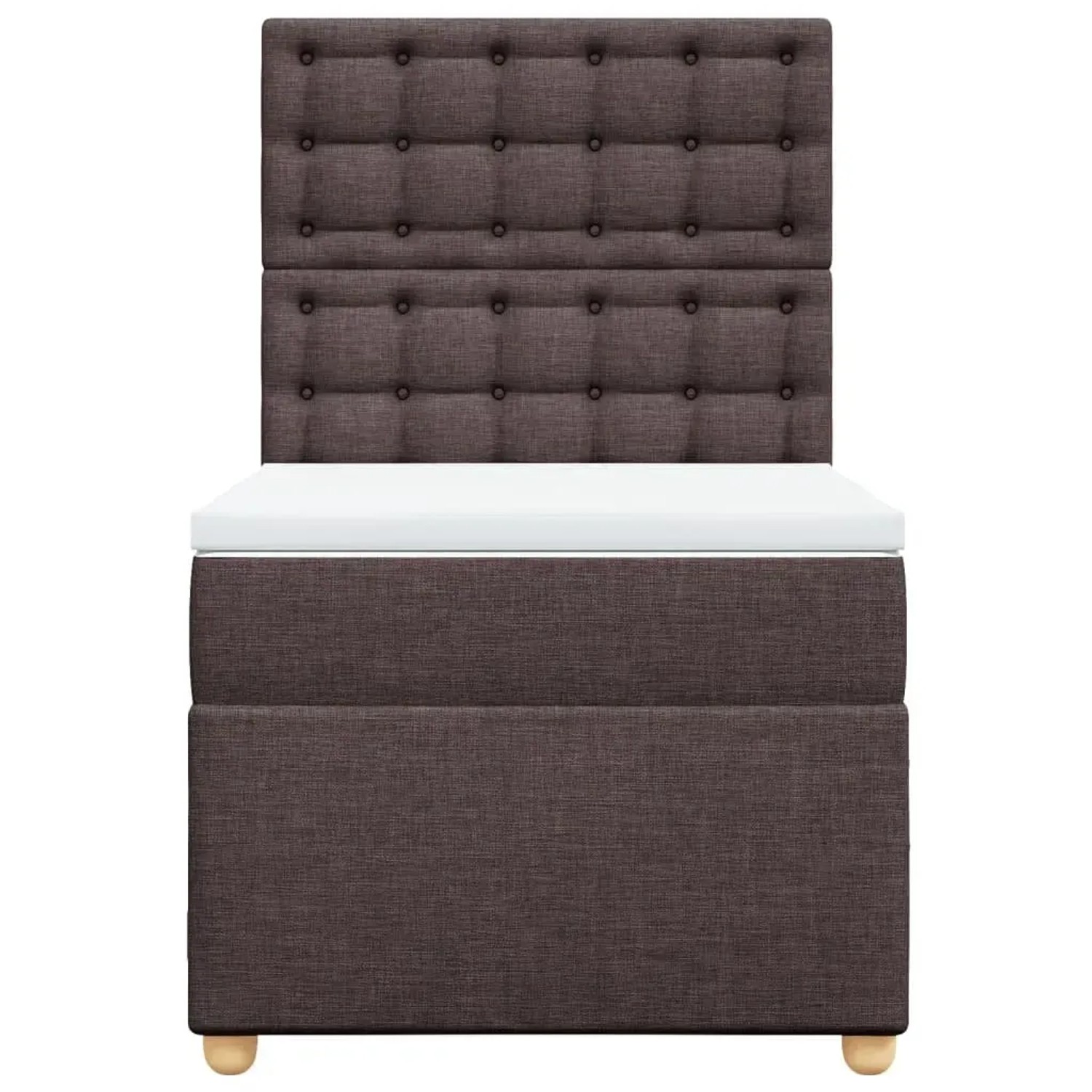 Dunkelbraunes vidaXL Boxspringbett 90x190 cm mit Matratze und Kopfteil.