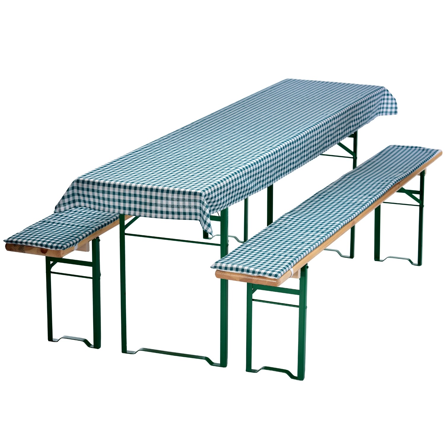 NYVI Bierbankauflagen Set 240x90cm Grün Kariert