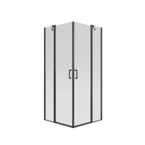 baliv Duschkabine DUK-90.51E, 90x90 cm, Eckeinstieg, Schwarz Matt, rahmenloses Design.