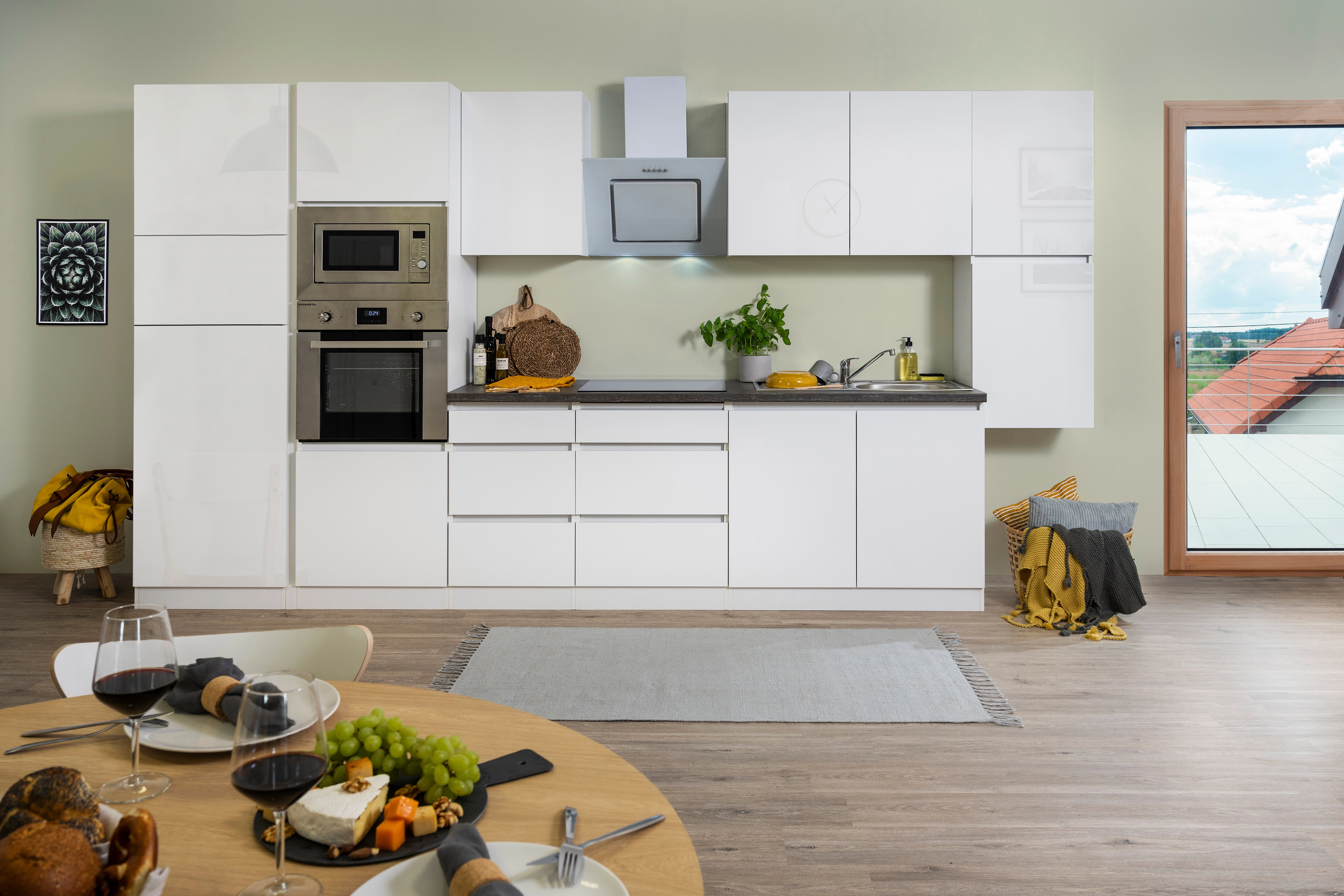 Respekta Premium 385 Hochglanz-Weiß cm Küchenzeile Grifflos kaufen bei OBI Weiß