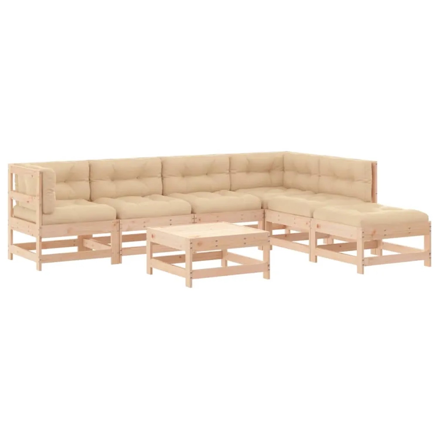 vidaXL 7-Tlg Garten-Lounge-Set mit Kissen Massivholz 3185962 günstig online kaufen