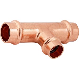 Kupfer Press-Reduzier-T-Stück, 18 mm x 15 mm x 18 mm für Kupferrohr-Installationen.