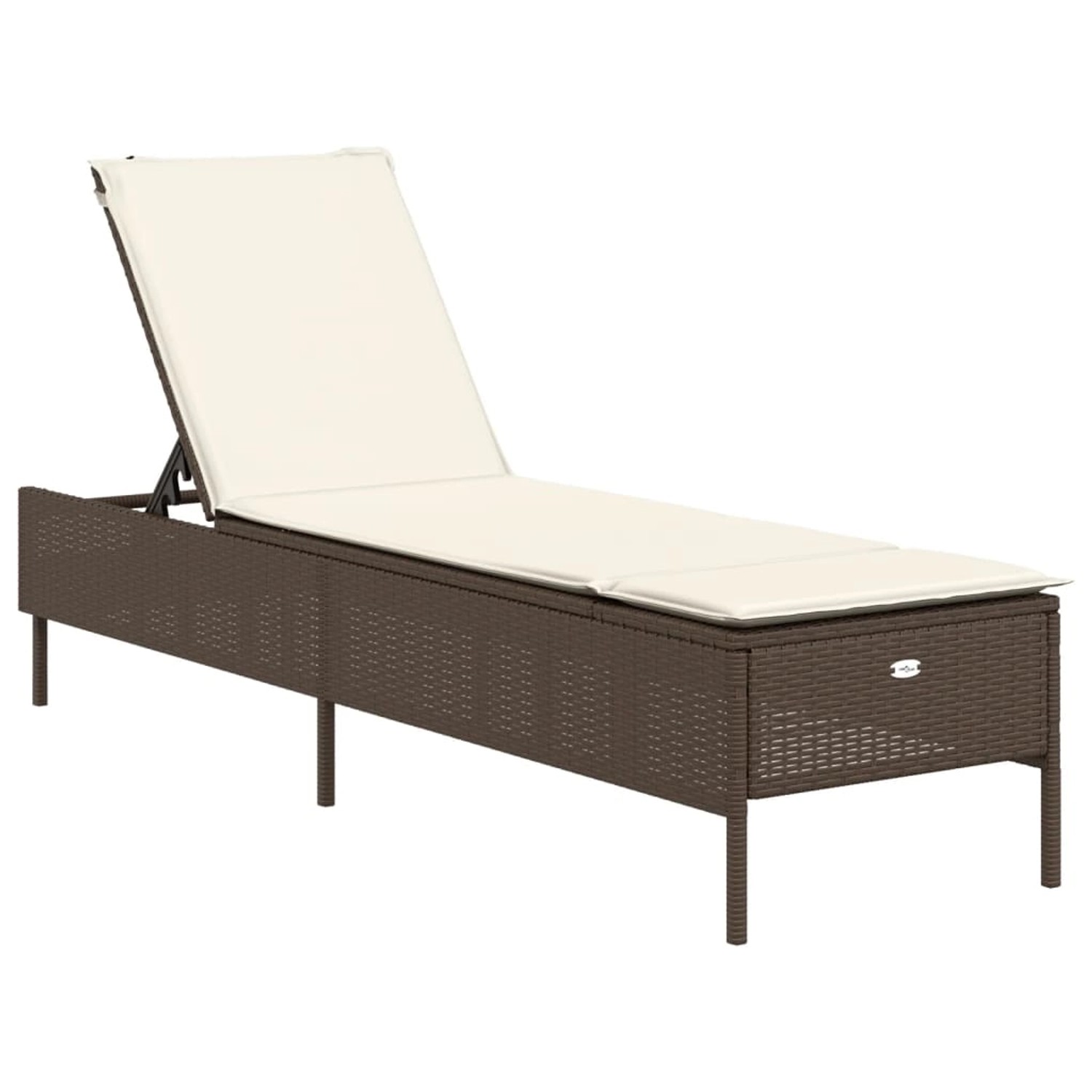 vidaXL Sonnenliege mit Auflage Braun Poly Rattan 198 x 55 x 39/50/62/75/88/97 cm