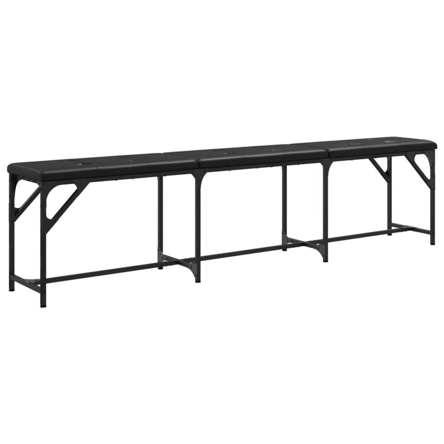 vidaXL Essbank Schwarz 186x32x45 cm Stahl und Kunstleder