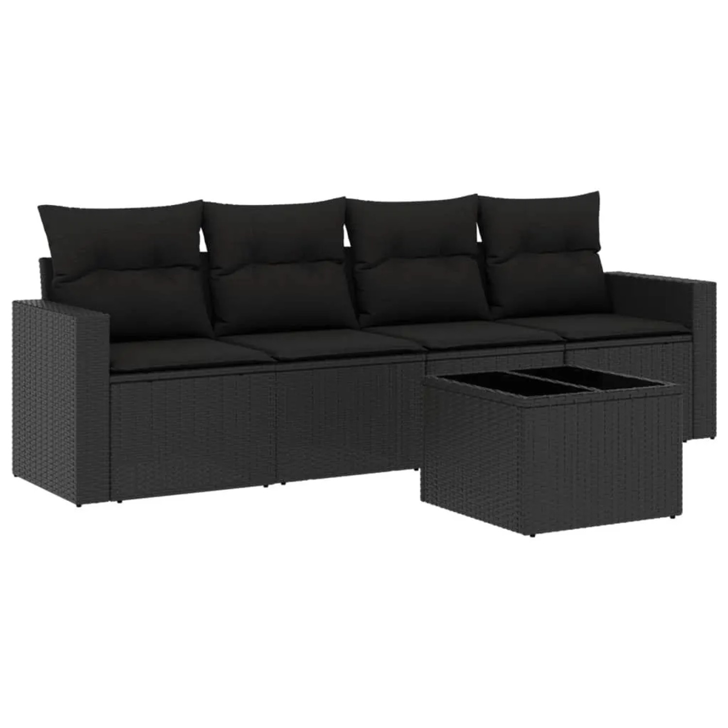 vidaXL 5-Tlg Garten-Sofagarnitur mit Kissen Schwarz Poly Rattan 3251022 günstig online kaufen