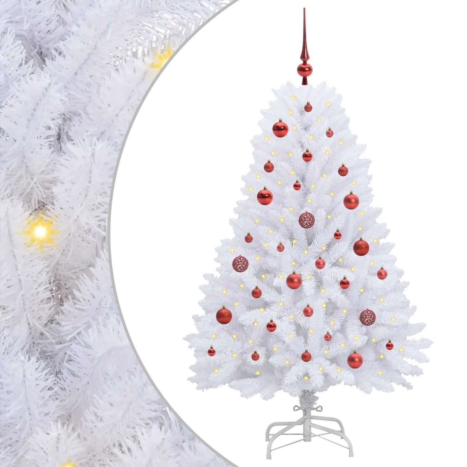 vidaXL Künstlicher Klappbarer Weihnachtsbaum Weiß 150 cm PVC und Stahl 3426585