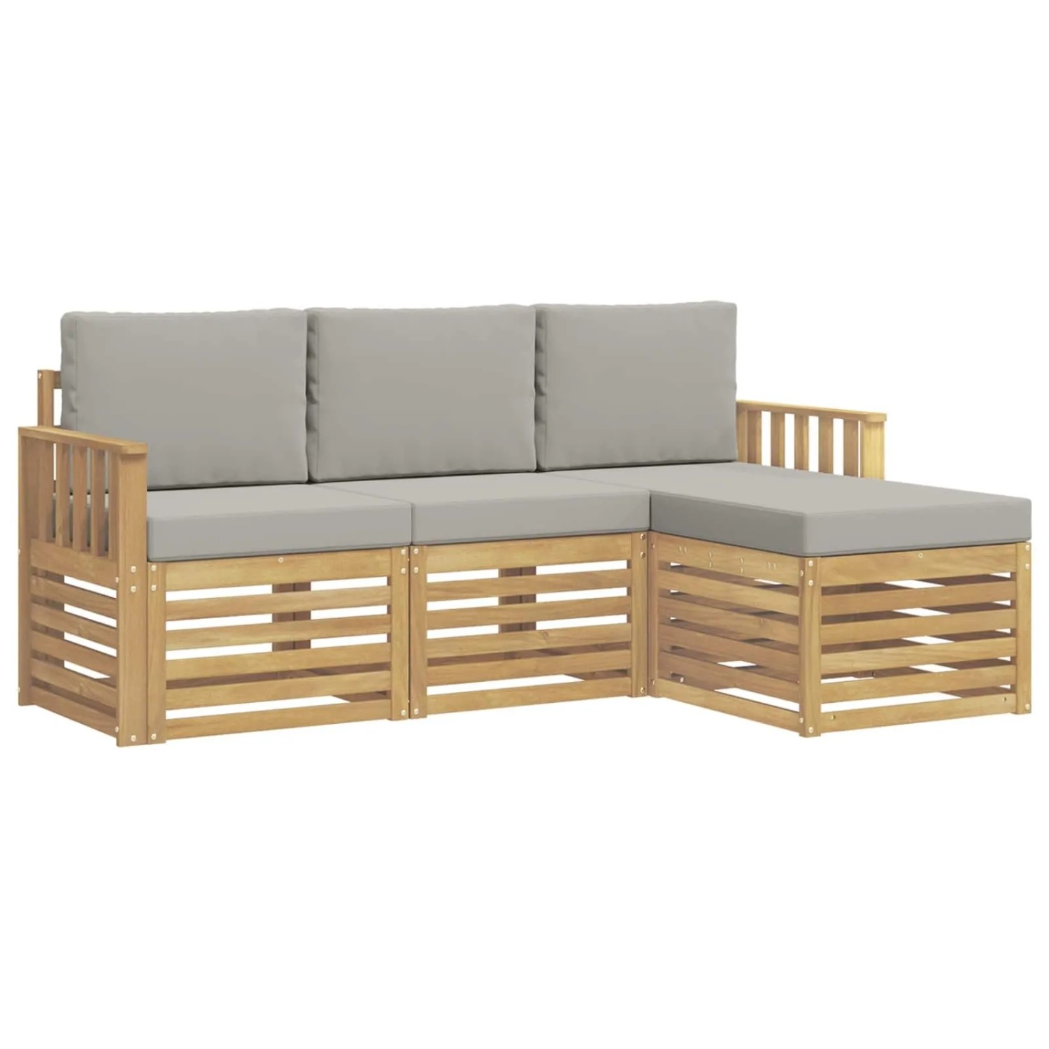vidaXL Outdoor-Sofagarnitur 4-Tlg Weiß und Hellgrau 3391626