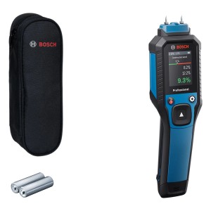 Bosch Professional GMP 2-15 Materialfeuchtemessgerät mit Tasche und Batterien.