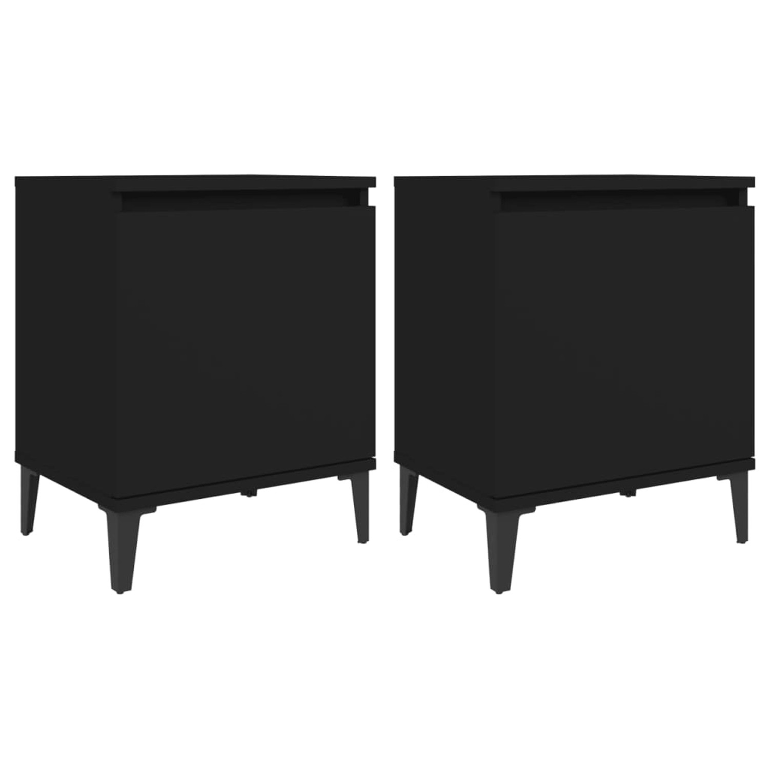 vidaXL Nachttische mit Metallbeinen 2 Stk Schwarz 40x30x50 cm günstig online kaufen