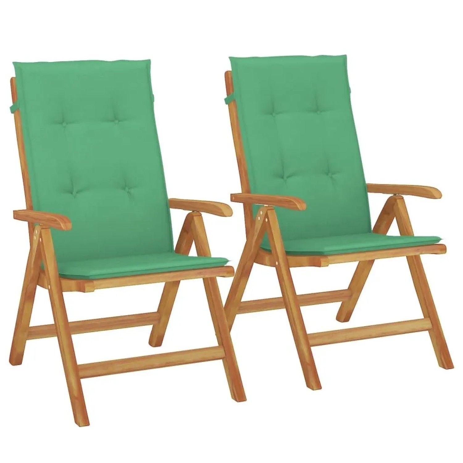 vidaXL Gartenstühle mit Kissen 2 Stk Massivholz Teak 3196438