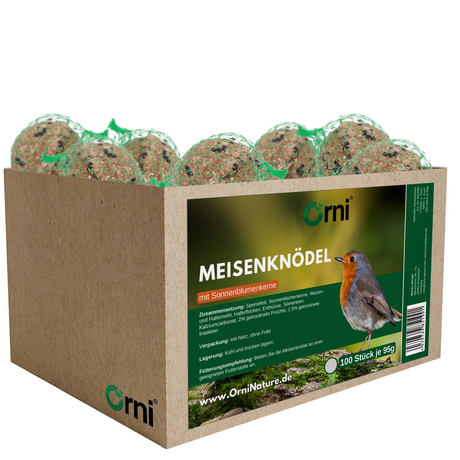 Orni Meisenknödel im Netz mit Sonnenblumenkerne für Wildvögel