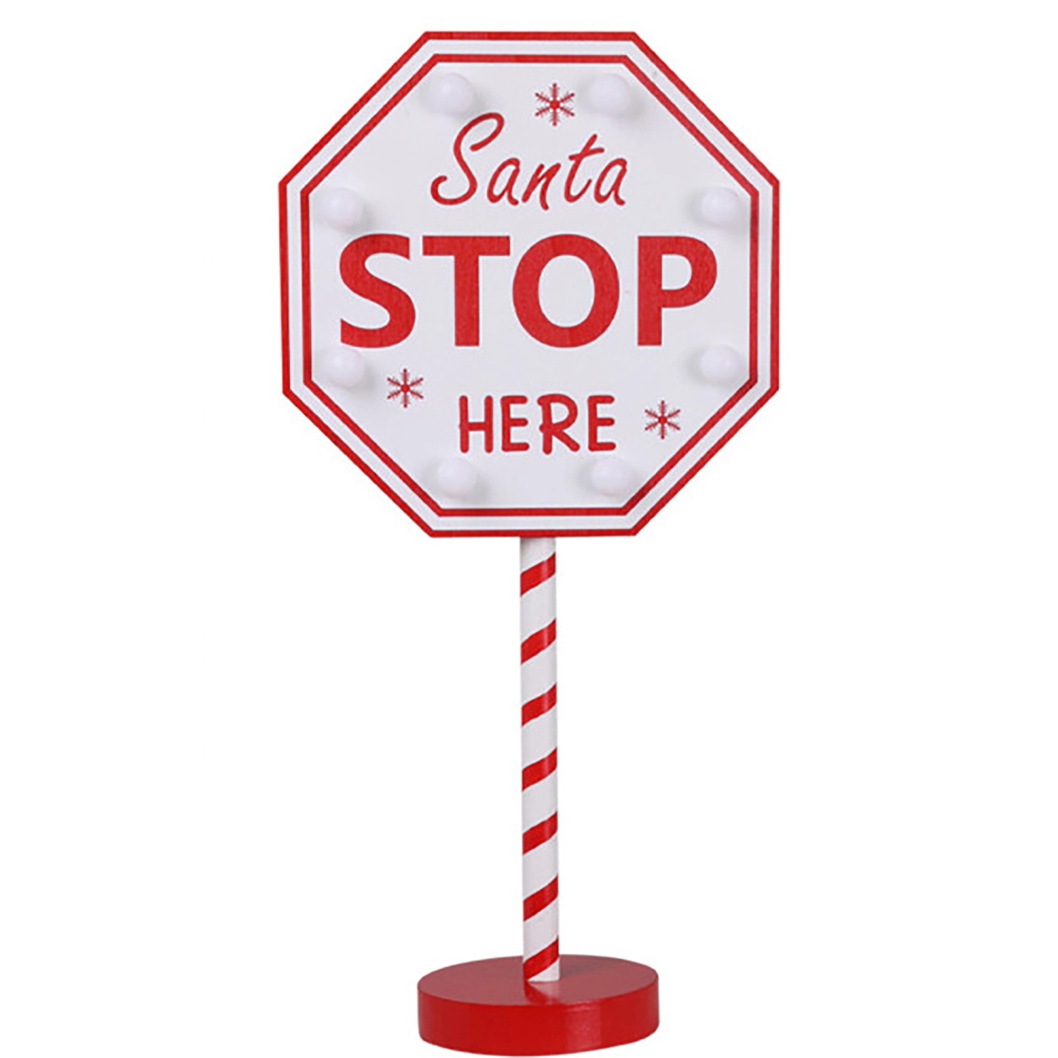 Weihnachts-Stop-Schild LED Warmweiß MDF 20 x 10 x 40 cm Rot 2-fach Sortiert