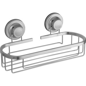 Ovaler baliv Duschkorb DK1-4530 aus Aluminium mit Saugnäpfen zur Wandmontage.