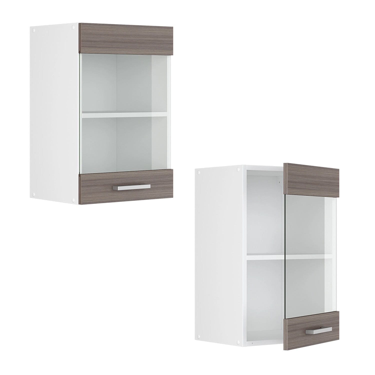 Vicco Küchenglasschrank R-Line, Hängeschrank in Grau/Weiß, 40 cm breit.