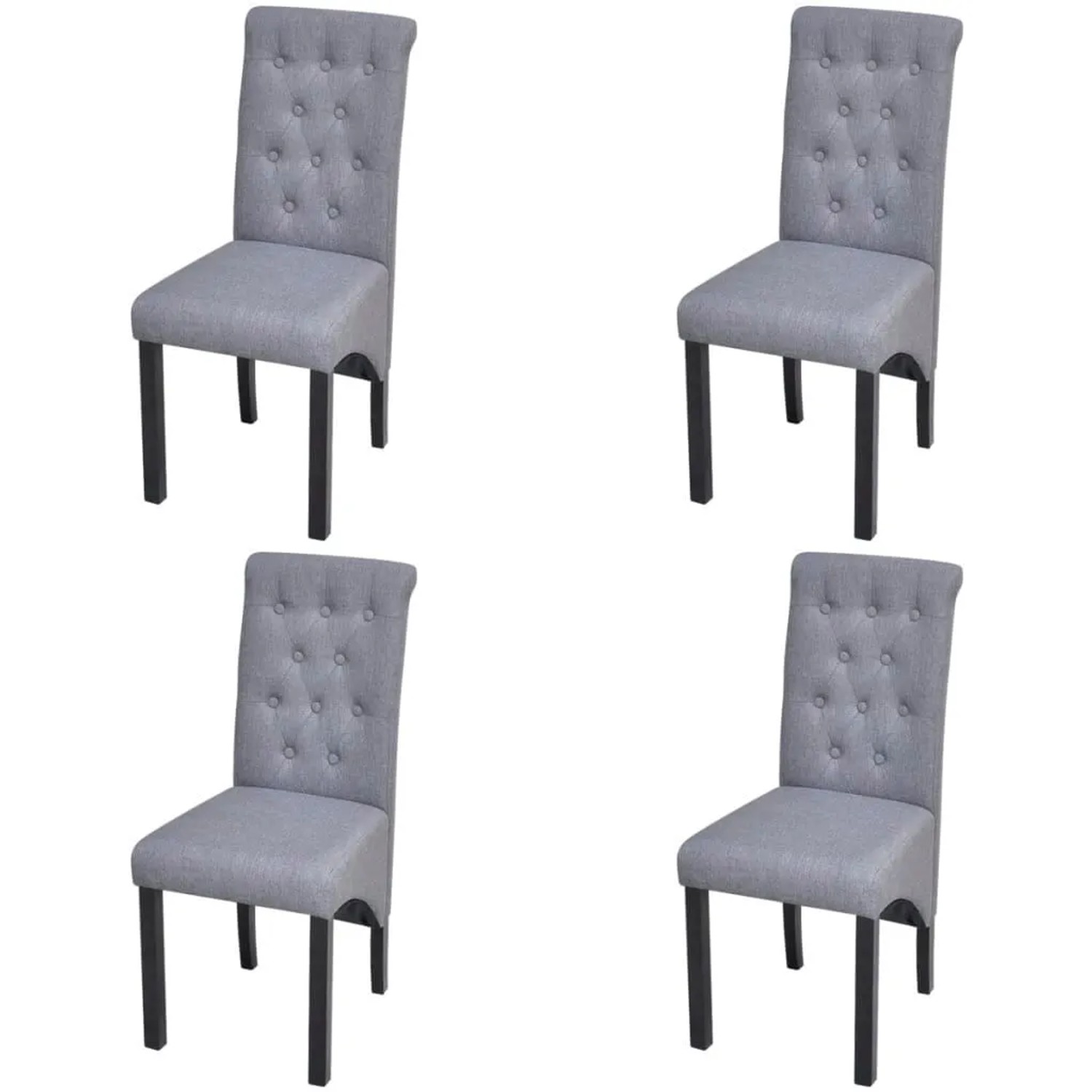 DELUKE Esszimmerstühle VEDA 4er Set Hellgrau Stoff Polsterstühle Küchenstuhl Wohnzimmerstühle Essstühle Bequem