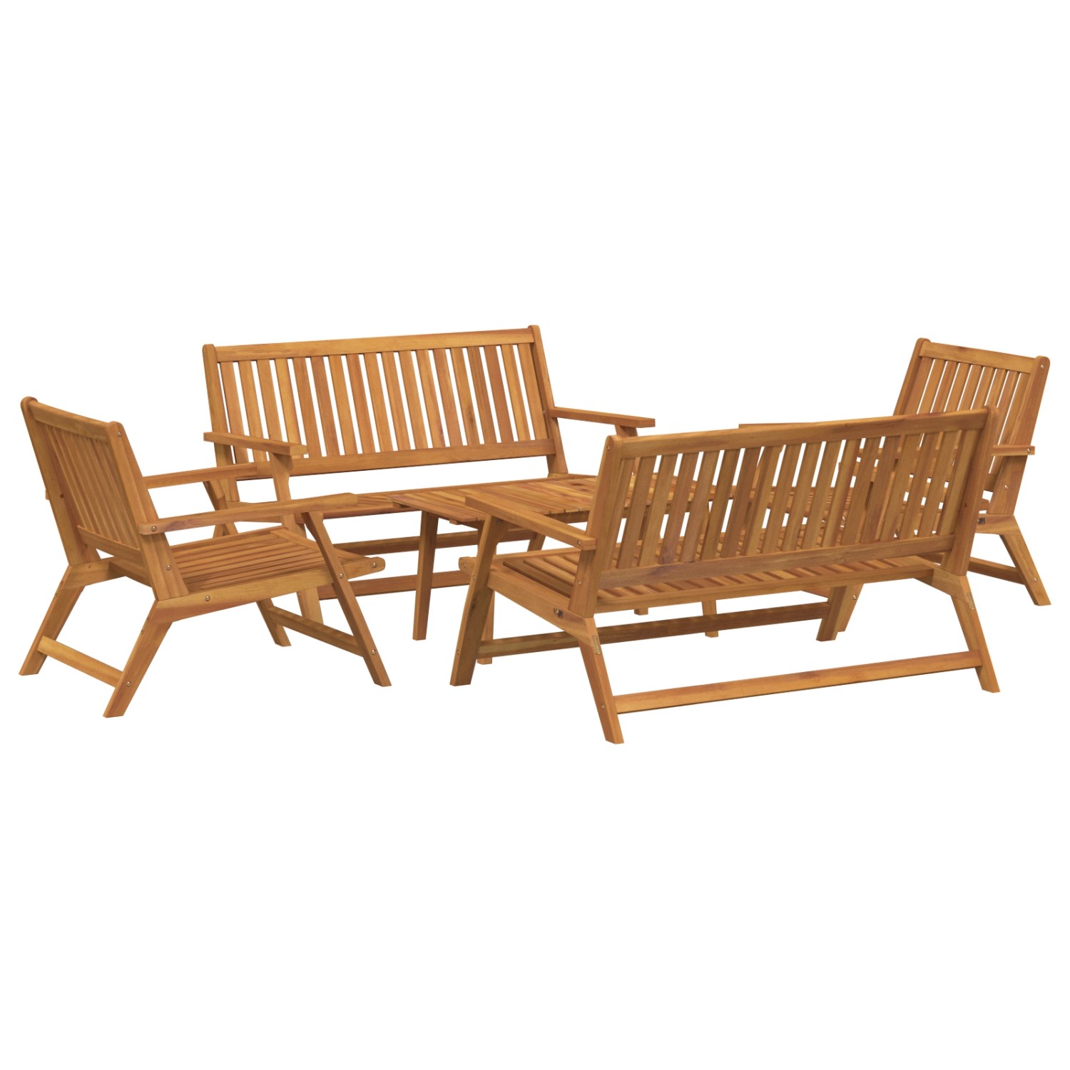 vidaXL Gartenstühle mit Tisch 5 Teile Massivholz Akazie 3214456 günstig online kaufen
