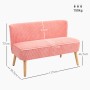 Rosa 2-Sitzer Sofa (117cm) von HOMCOM mit Holzbeinen. Ideal für Wohnzimmer. Gemütlich und stilvoll.