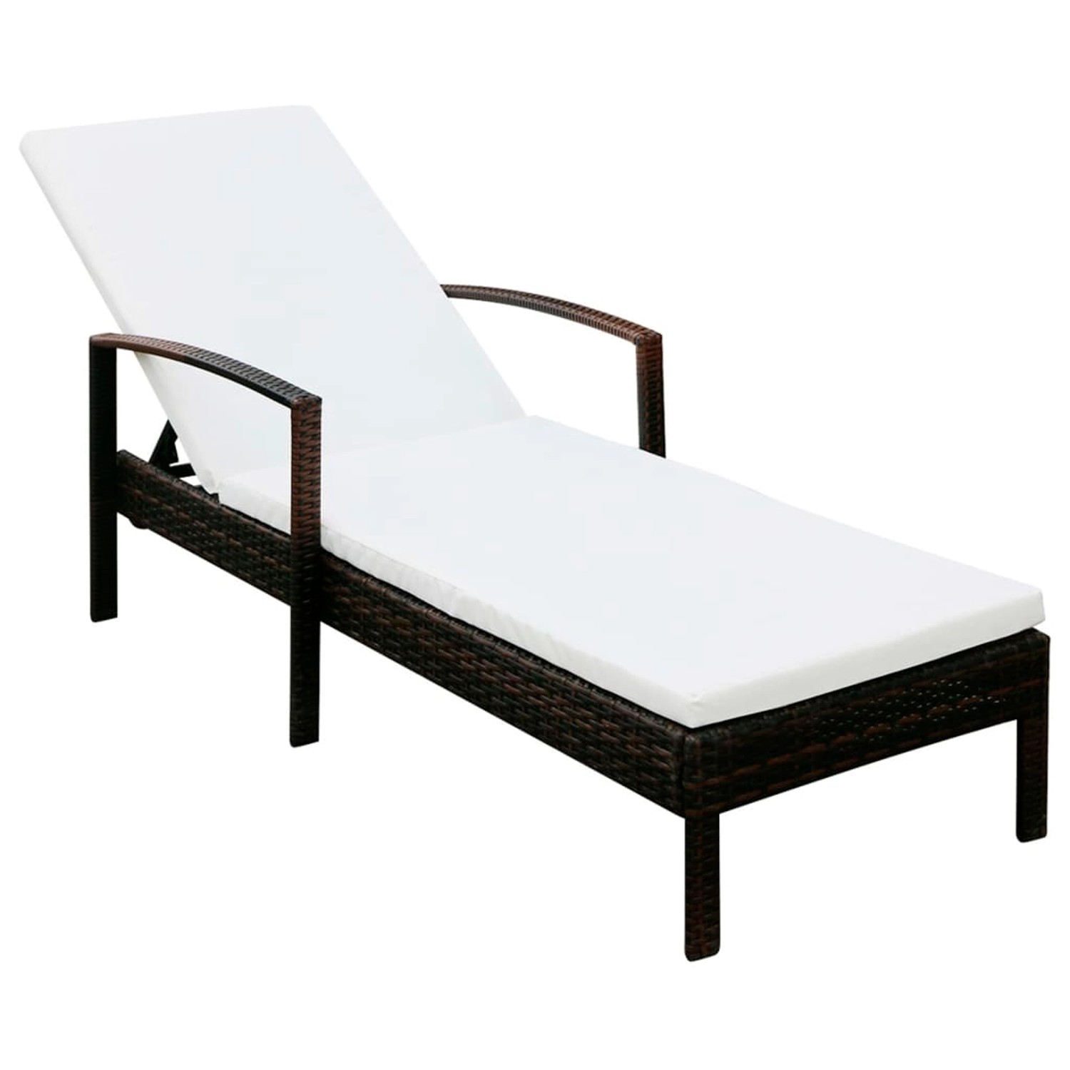 Thumbnail - vidaXL Sonnenliege mit Auflage Poly Rattan Braun 195 x 68 x 52 cm