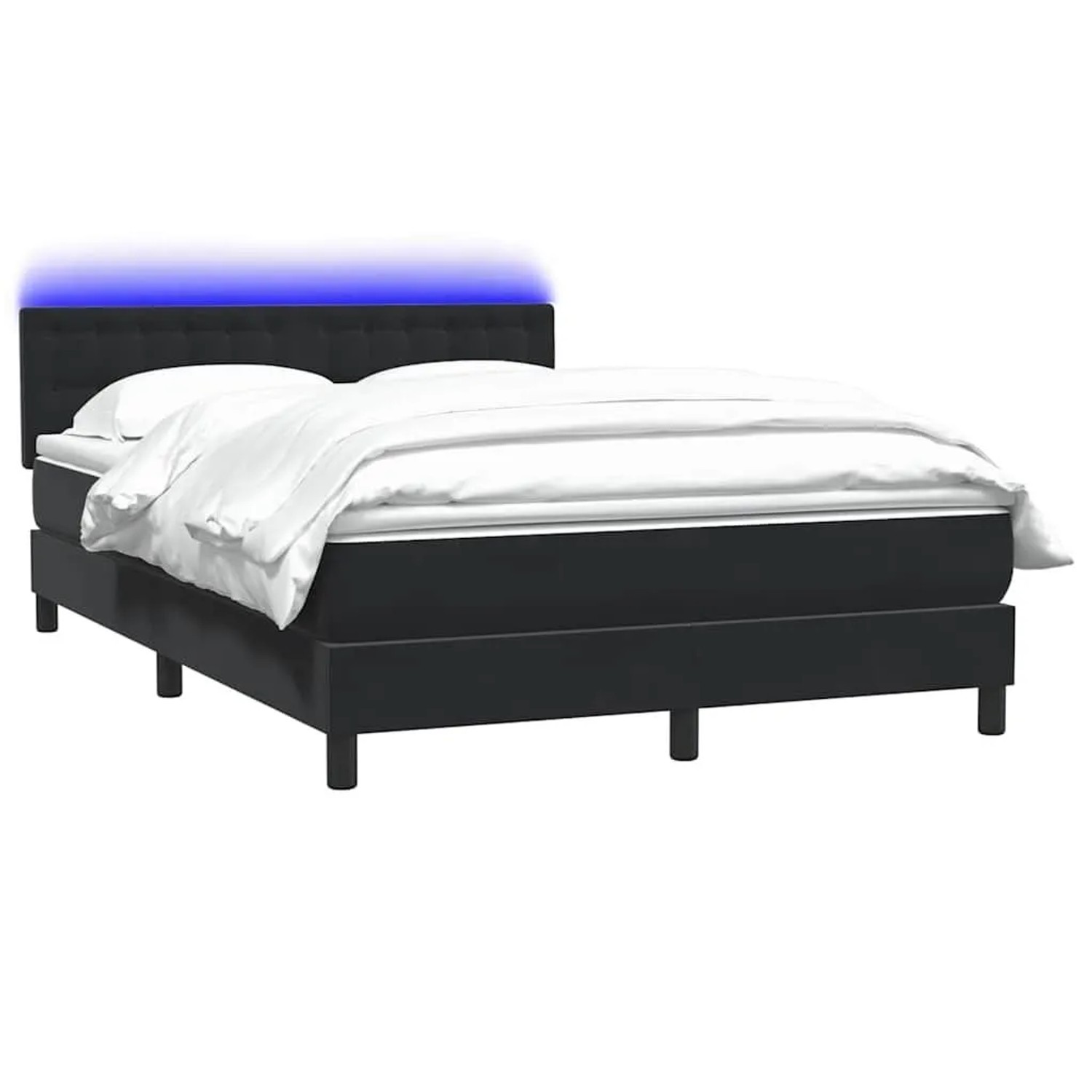 vidaXL Boxspringbett mit Matratze und LED Schwarz 140x210 cm Samt 3317267