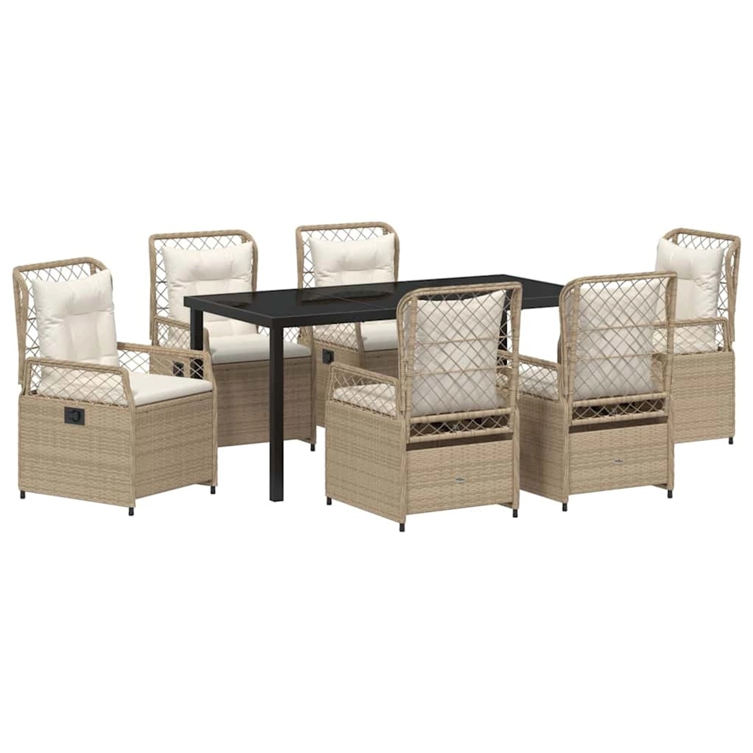 vidaXL Garten Essgruppe 7-Tlg Beige Poly Rattan 3381013 günstig online kaufen