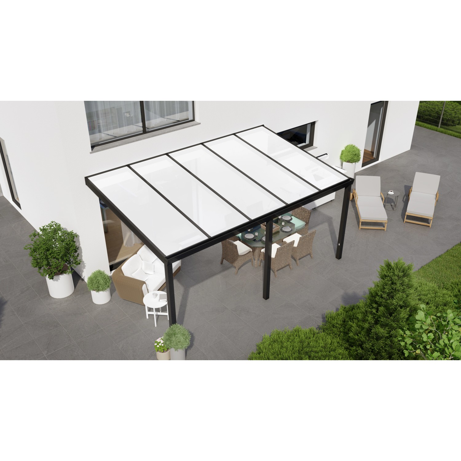 Terrassenüberdachung Professional 500 cm x 300 cm Schwarz Struktur PC Opal