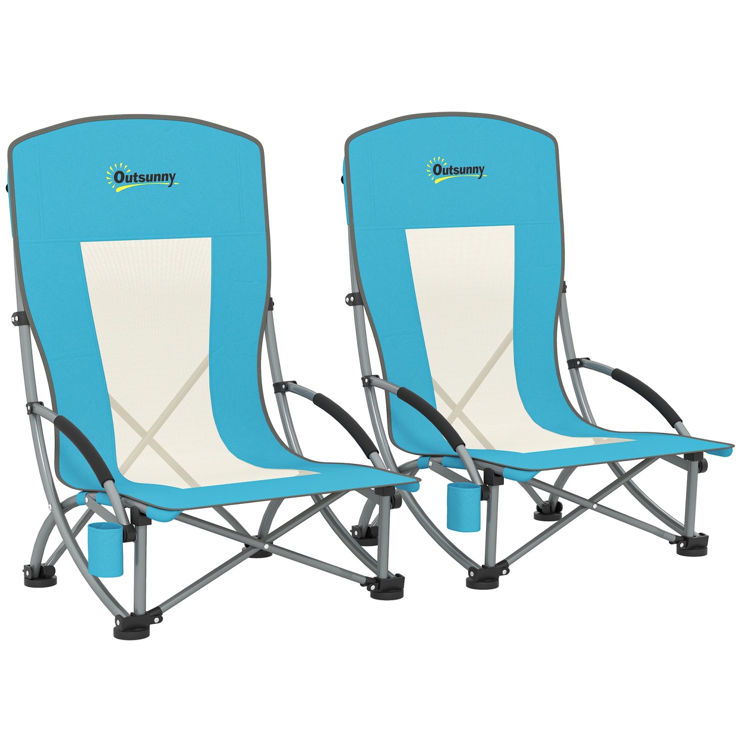 Outsunny Campingstuhl Oxfordstoff Metall Blau 70L x 58B x 79H cm