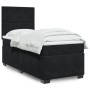 Schwarzes vidaXL Boxspringbett 100x200 cm mit Matratze und weißer Bettwäsche.