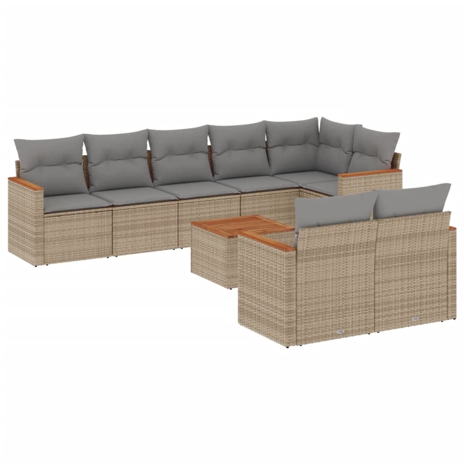 vidaXL 9-Tlg Garten-Sofagarnitur mit Kissen Beige Poly Rattan 3226157 günstig online kaufen