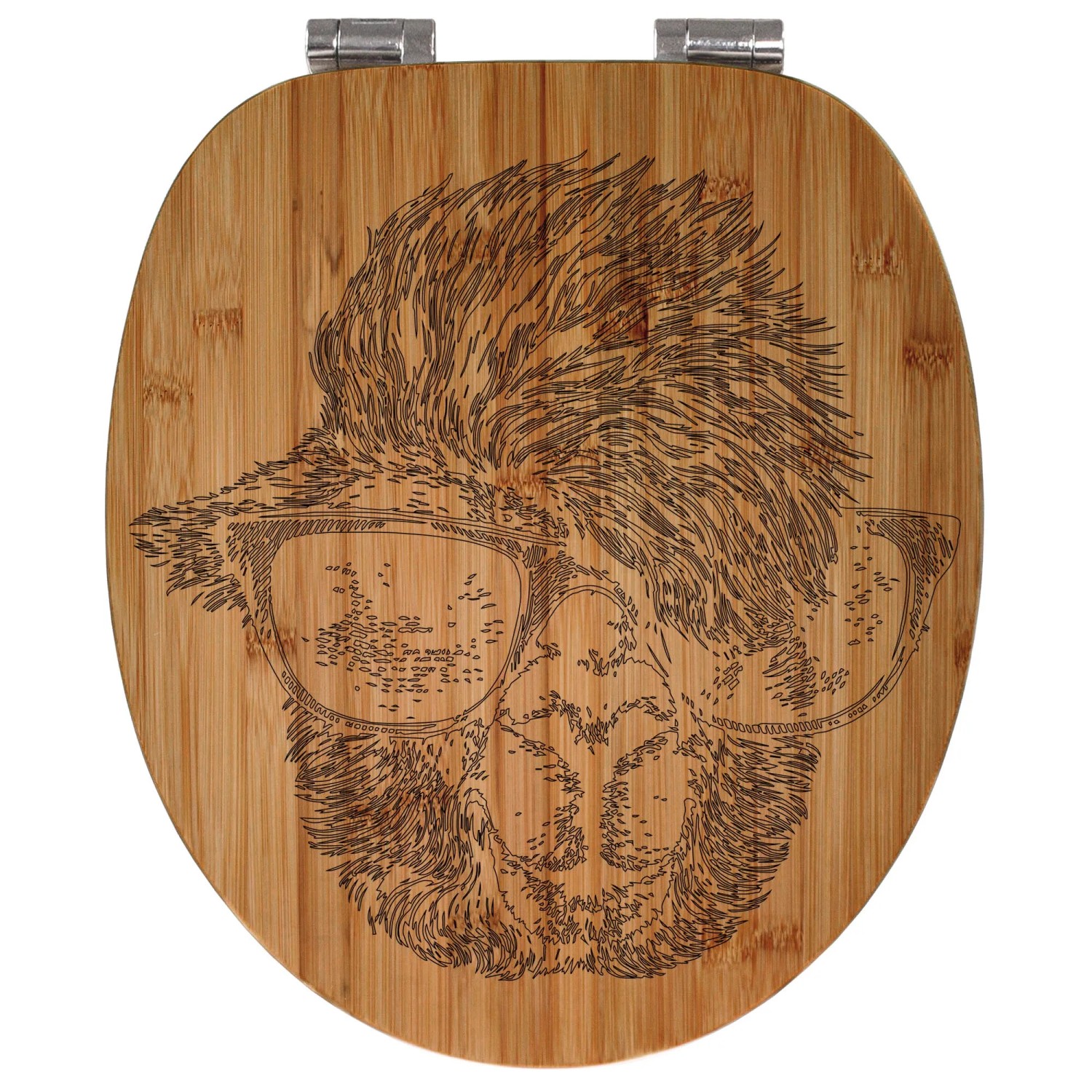 Banjado WC-Sitz aus Bambus mit Lama-Gravur. Toilettendeckel mit Absenkautomatik.